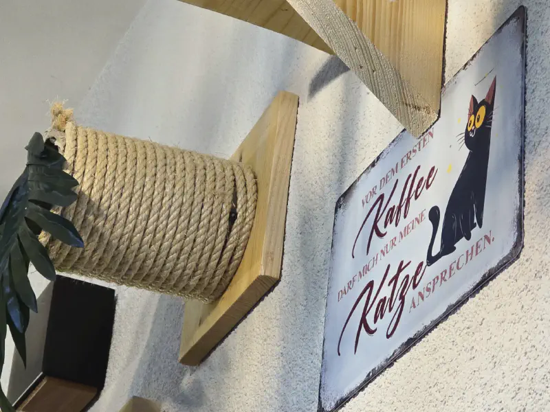 Dekoratives Wandschild, natürlich zu Katzen und Kaffee