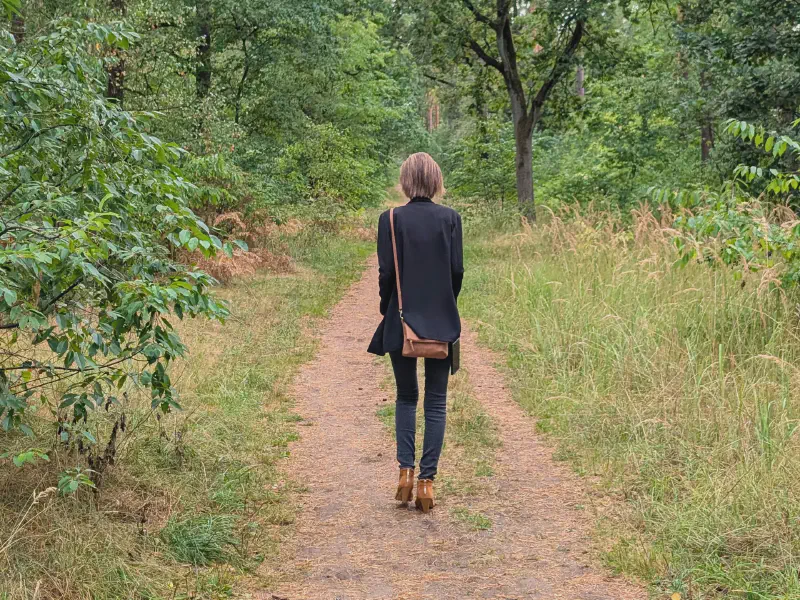 Gina on the forest path