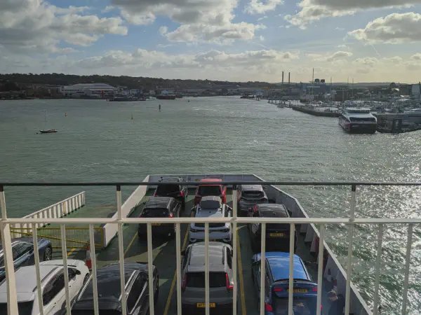 The ferry in full sail