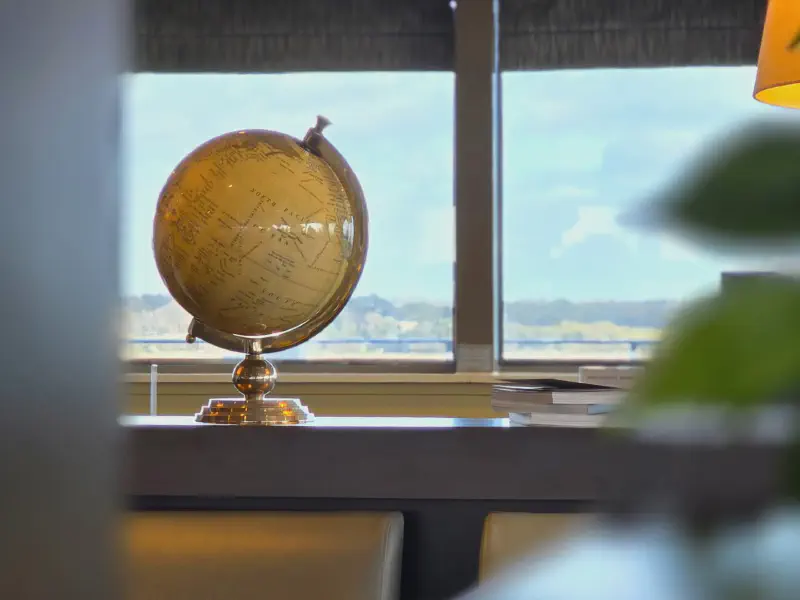 Stylishly furnished, with globe