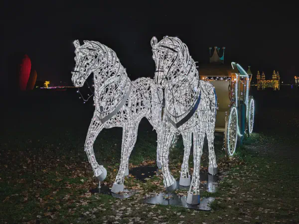 Two horses pulling a carriage