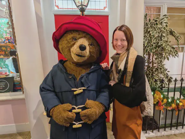 Gina and Paddington side by side