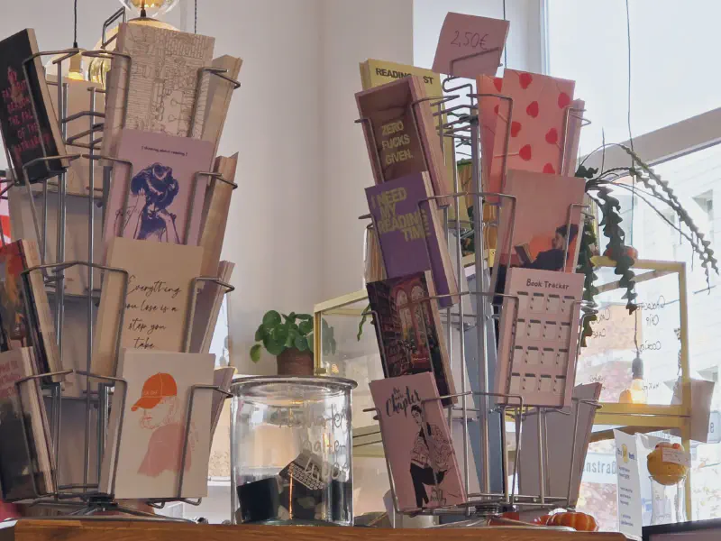 Merchandise with books, cards and stationery